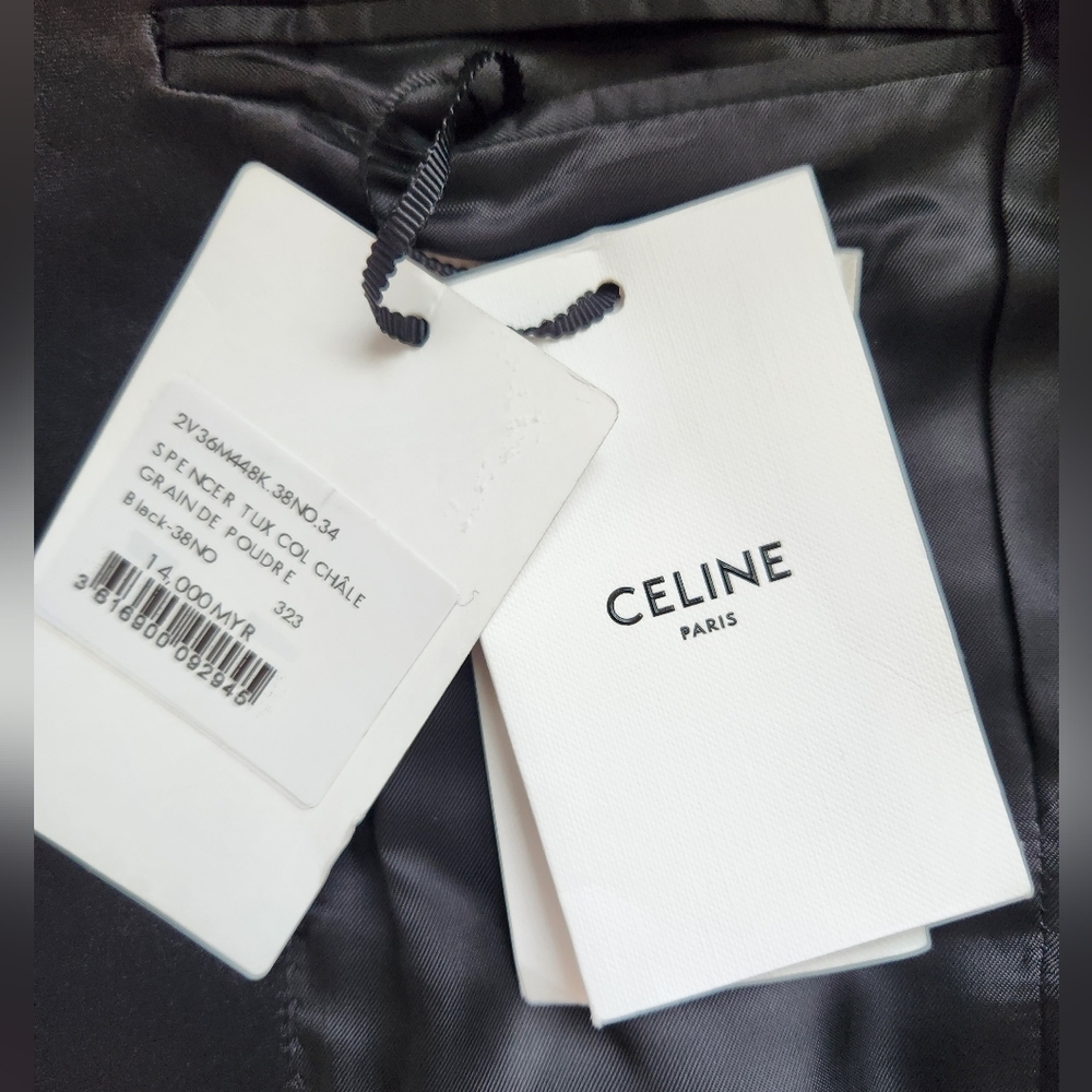 Celine Paris Spencer Tuxedo Jacket Black Grain de Poudre NWT - Picture 10 of 12